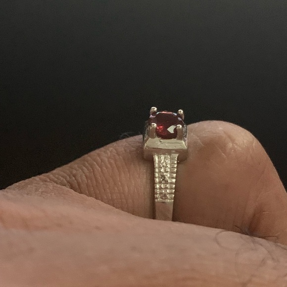 Garnet & Diamond Ring Sterling Silver - Picture 2 of 5